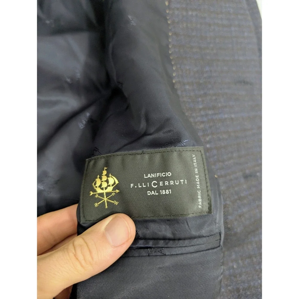 Jos‎ A Bank Reserve Sport Coat Men's Blue Tattersall Lanificio F.lli Cerruti 46R